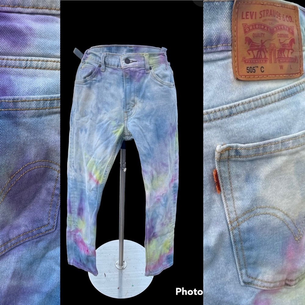 Levi 505c orange tab custom tie-dyed jeans